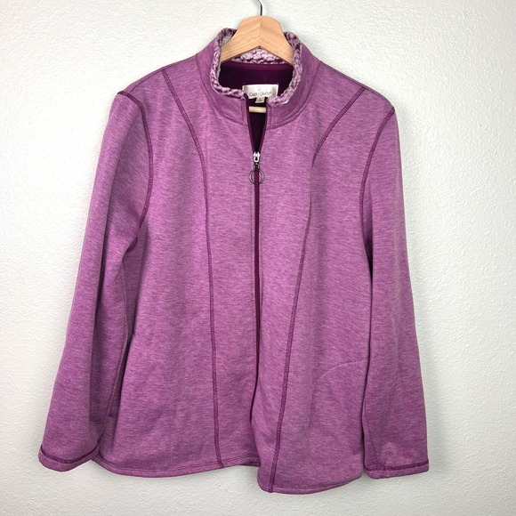 Cuddl Duds Tops - Cuddl Duds Zip Up Jacket Womens Large Purple Sherpa Collar Fleece Lined Pockets